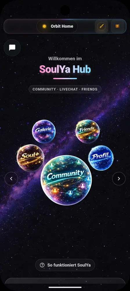 SoulYa Startscreen auf dem Smartphone